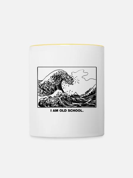 Old School Wave - Tasse zweifarbig - Weiß/Gelb