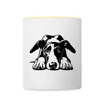 Galgo Head with Paws - Contrasting Mug - white/yellow - Front