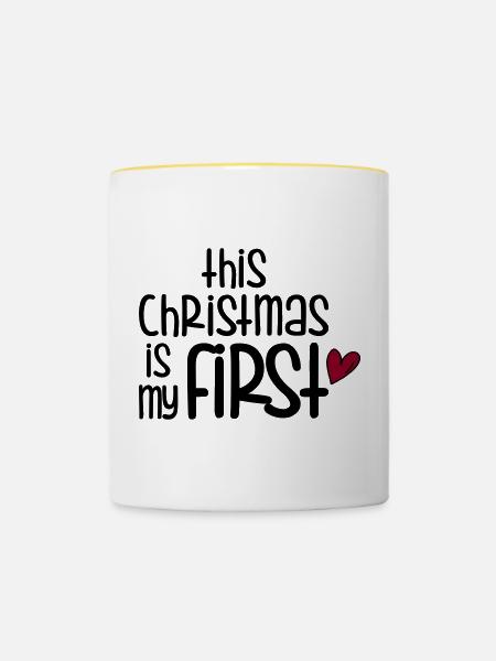 First Christmas - Tasse zweifarbig - Weiß/Gelb
