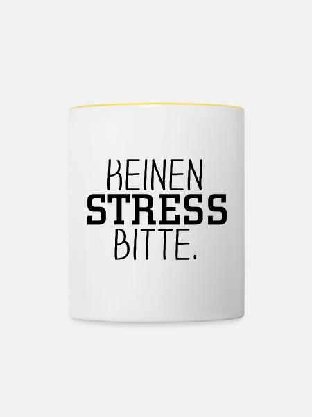 Keinen Stress bitte - Tasse zweifarbig - Weiß/Gelb