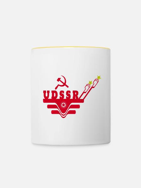 UDSSR / Geschenk / Geschenkidee - Tasse zweifarbig - Weiß/Gelb