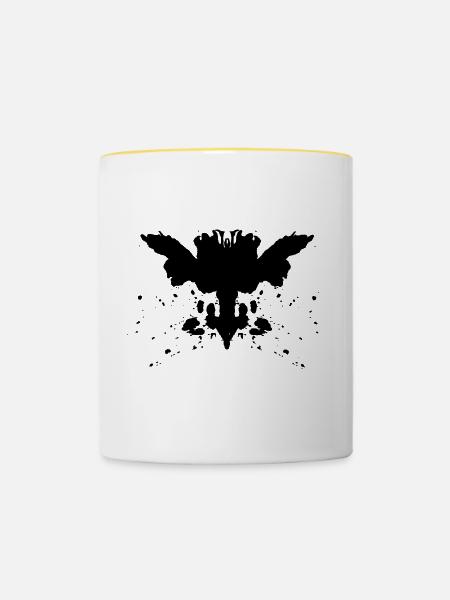 Rorschach - Tasse zweifarbig - Weiß/Gelb