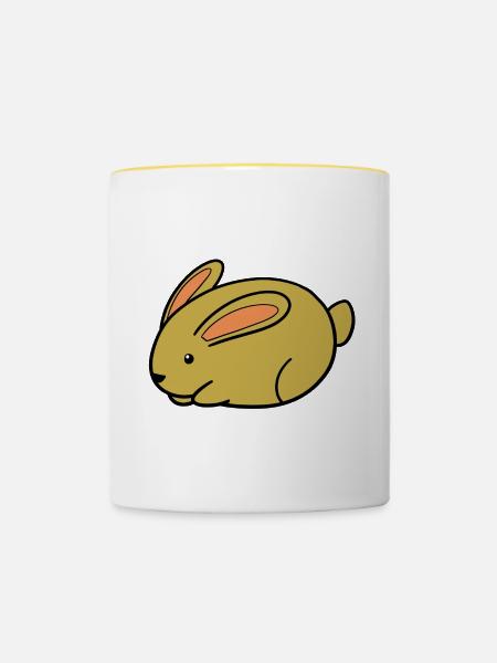 Hase - Tasse zweifarbig - Weiß/Gelb