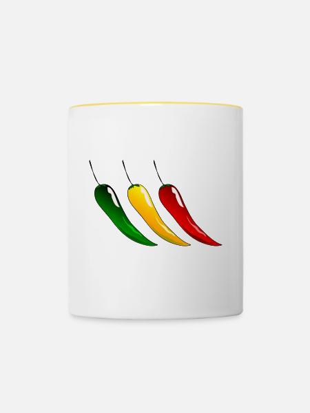 Chili - Tasse zweifarbig - Weiß/Gelb