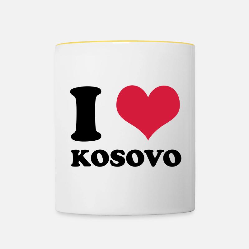i love kosovo - Contrasting Mug - white/yellow