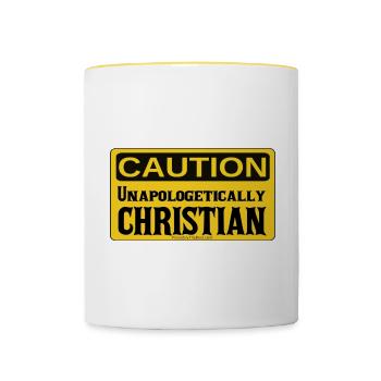 Unapologetically Christian - Contrasting Mug - white/yellow - Front