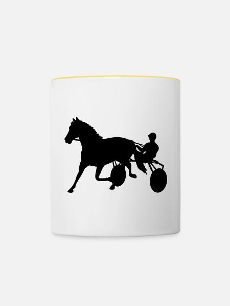 trabrennen traber pferdesport - Tasse zweifarbig - Weiß/Gelb