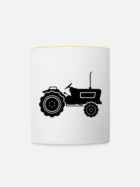 traktor - Tasse zweifarbig - Weiß/Gelb