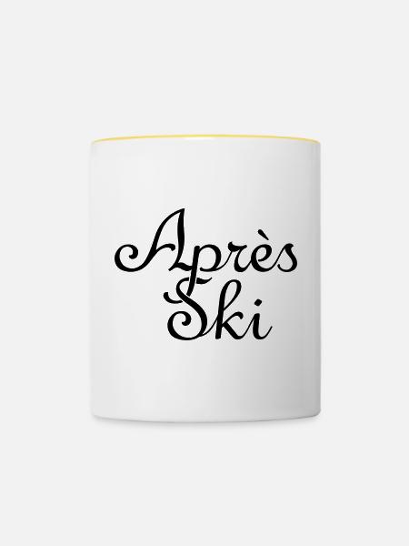 Wintersport Après-Ski - Tasse zweifarbig - Weiß/Gelb
