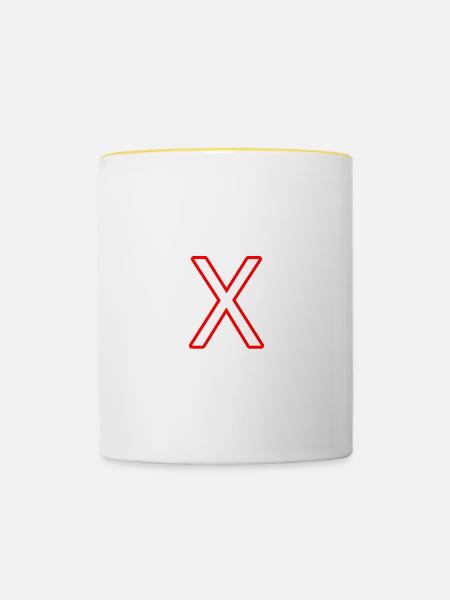 X - Tasse zweifarbig - Weiß/Gelb