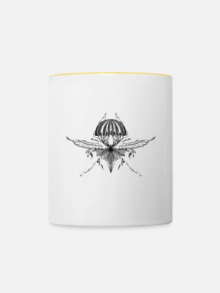 Fallschirm - Tasse zweifarbig - Weiß/Gelb