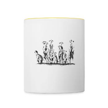 Erdmännchen - Tasse zweifarbig - Weiß/Gelb - Vorne