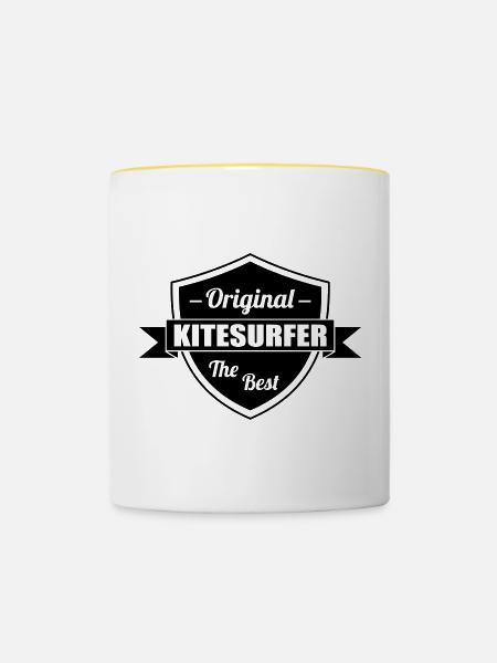 Kitesurfen / Kitesurfer / Kiteboarden / Kitesurf - Tasse zweifarbig - Weiß/Gelb