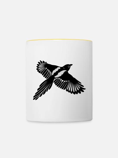 Elster Magpie - Tasse zweifarbig - Weiß/Gelb