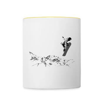 Snowboarder - Tasse zweifarbig - Weiß/Gelb - Vorne