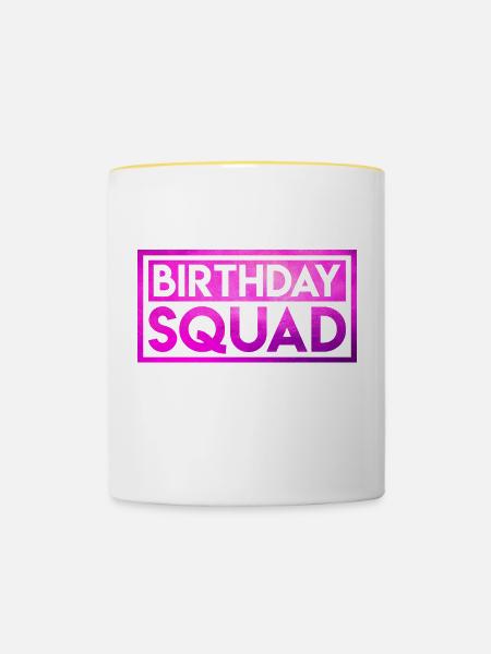 Birthday Squad - Tasse zweifarbig - Weiß/Gelb