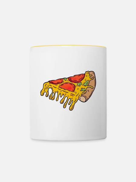 Pizzastück - Tasse zweifarbig - Weiß/Gelb