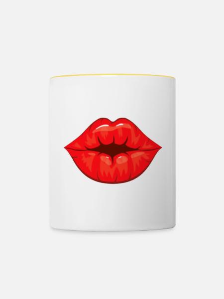 ficken - Tasse zweifarbig - Weiß/Gelb