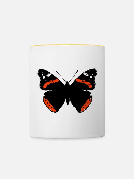 Admiral Schmetterling - Tasse zweifarbig - Weiß/Gelb