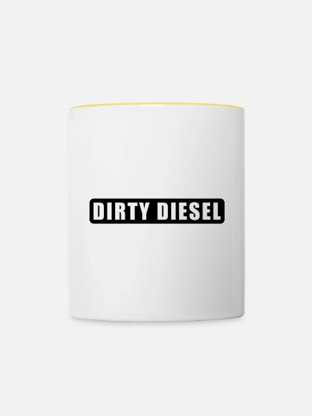 Schmutziger Diesel / Auto Auto Van - Tasse zweifarbig - Weiß/Gelb