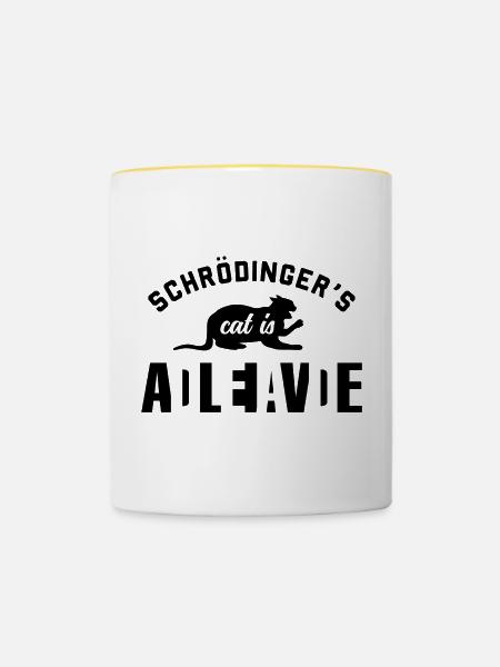 Schrödingers Katze - Tasse zweifarbig - Weiß/Gelb