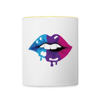 Farbige Lippen - Tasse zweifarbig - Weiß/Gelb - Vorne