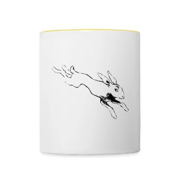 Angsthase d’après Henri Meunier Hasenleben - Mug contrasté - blanc/jaune - Devant