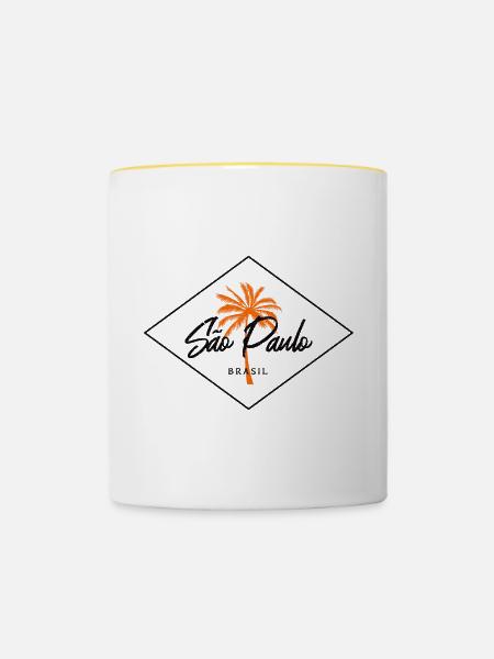 Orangene Palme São Paulo - Tasse zweifarbig - Weiß/Gelb
