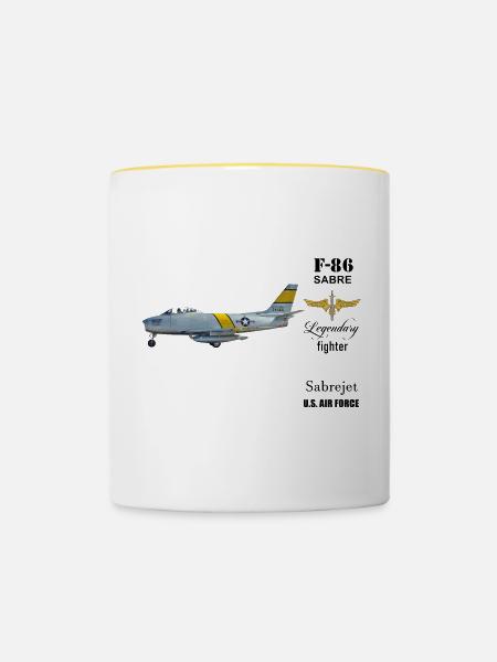 F-86 Sabre - Tasse zweifarbig - Weiß/Gelb