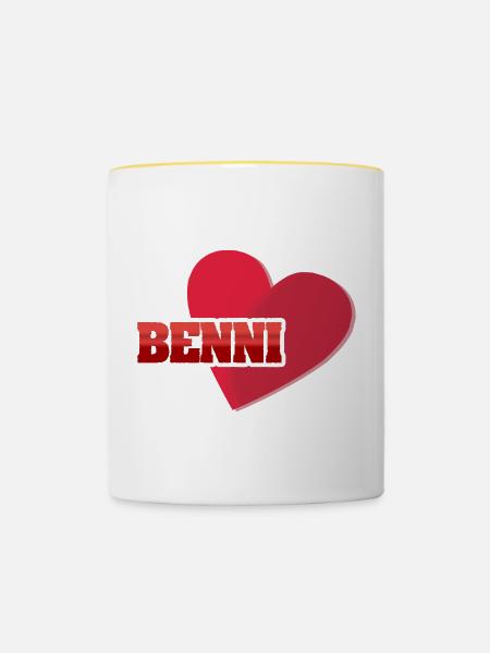 Vorname Benni - Tasse zweifarbig - Weiß/Gelb
