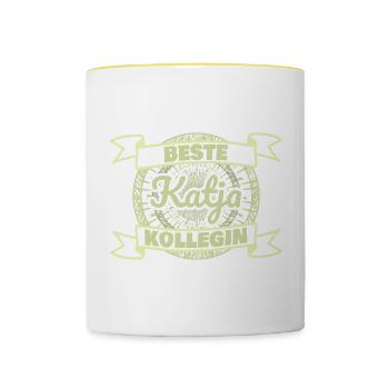 Beste Katja - Tasse zweifarbig - Weiß/Gelb - Vorne