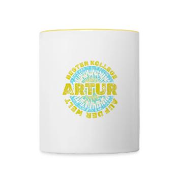 Arbeitskollege Artur - Tasse zweifarbig - Weiß/Gelb - Vorne