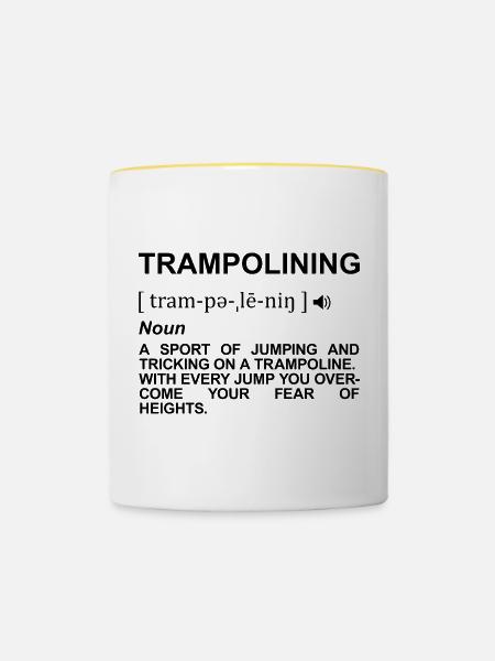 Wörterbuch Trampolinspringen - Tasse zweifarbig - Weiß/Gelb
