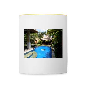 Private Pool Villa auf Bali - Tasse zweifarbig - Weiß/Gelb - Vorne