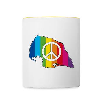 Insel Fehmarn Love Peace Rainbow - Contrasting Mug - white/yellow - Front