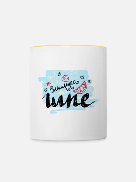 Sommer Scribble Früchte - Tasse zweifarbig - Weiß/Gelb