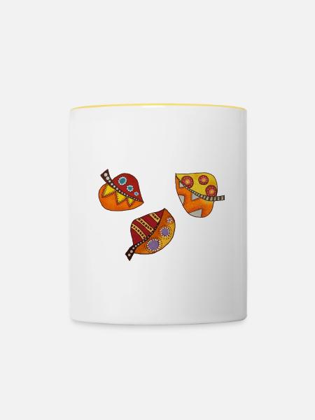 herbstblätter - Tasse zweifarbig - Weiß/Gelb