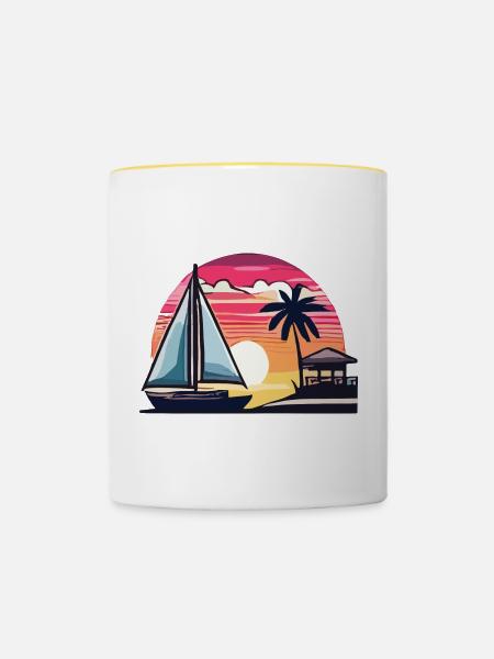 Sommerzeit - Tasse zweifarbig - Weiß/Gelb