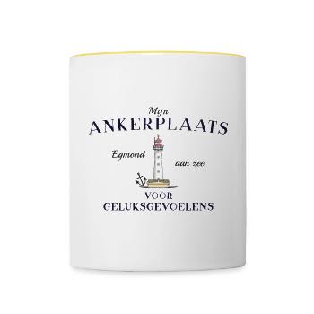 Egmond aan zee, Niederlande, Ankerplatz Glück - Tasse zweifarbig - Weiß/Gelb - Vorne