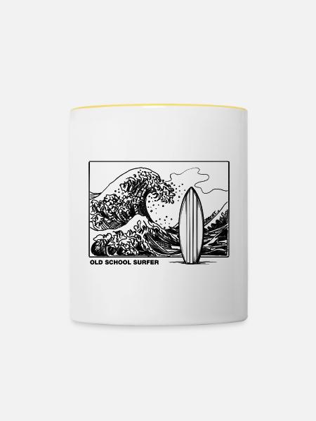 Old School Surfer - Tasse zweifarbig - Weiß/Gelb