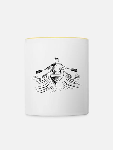 Rudern Skizze - Tasse zweifarbig - Weiß/Gelb