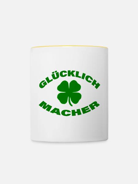 GLÜCKLICHMACHER - Tasse zweifarbig - Weiß/Gelb