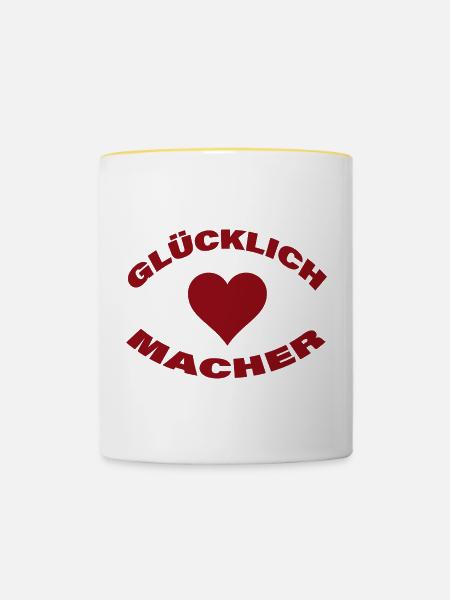 GLÜCKLICHMACHER - Tasse zweifarbig - Weiß/Gelb
