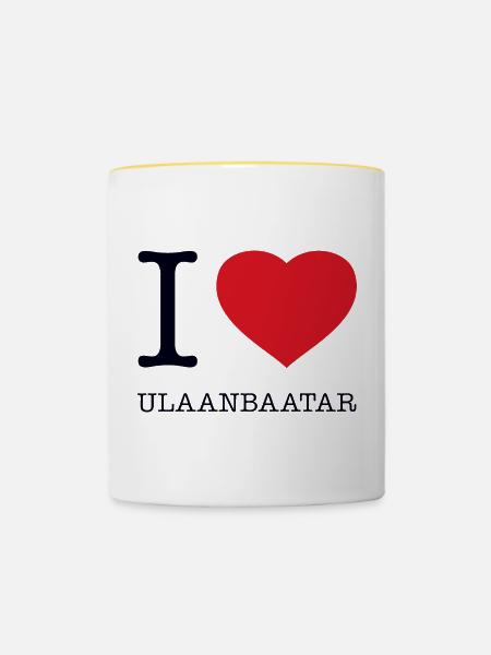 I LOVE ULAANBAATAR Mongolia - Tasse zweifarbig - Weiß/Gelb