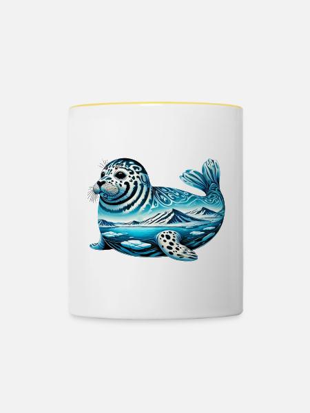 Siegel - Tasse zweifarbig - Weiß/Gelb