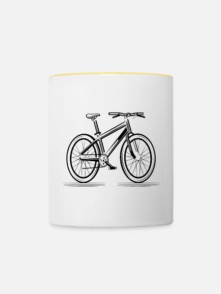 Fahrrad Skizze - Tasse zweifarbig - Weiß/Gelb