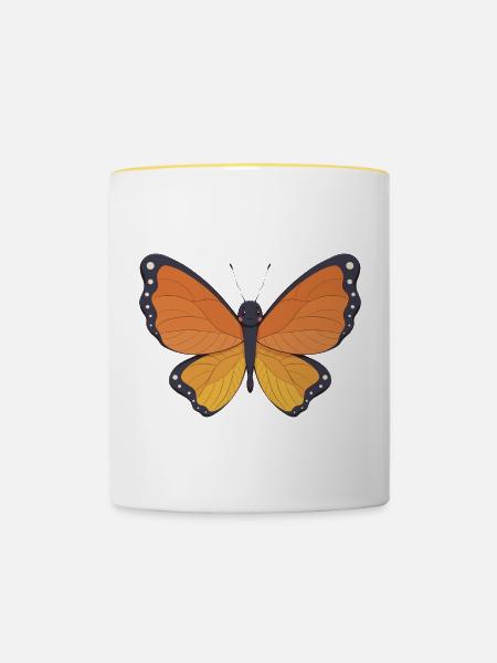 Schmetterling - Tasse zweifarbig - Weiß/Gelb