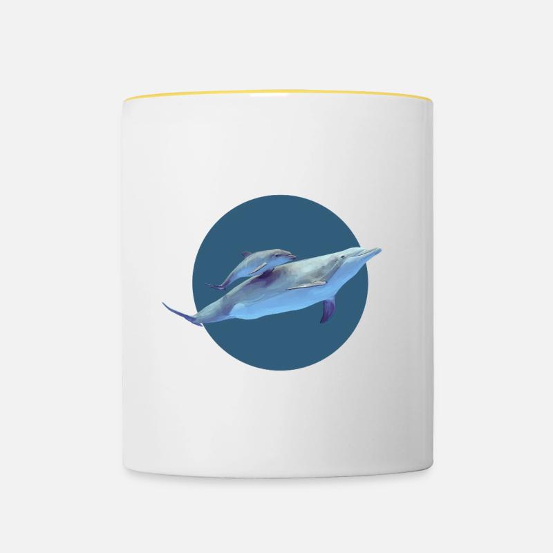 Delfin - Tasse zweifarbig - Weiß/Gelb