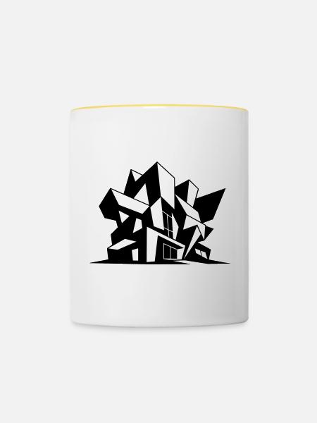 Brutalismus Architecture - Tasse zweifarbig - Weiß/Gelb