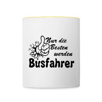Busfahrer Bus Omnibus Busfahrer nur die Besten(25) - Tasse zweifarbig - Weiß/Gelb - Vorne